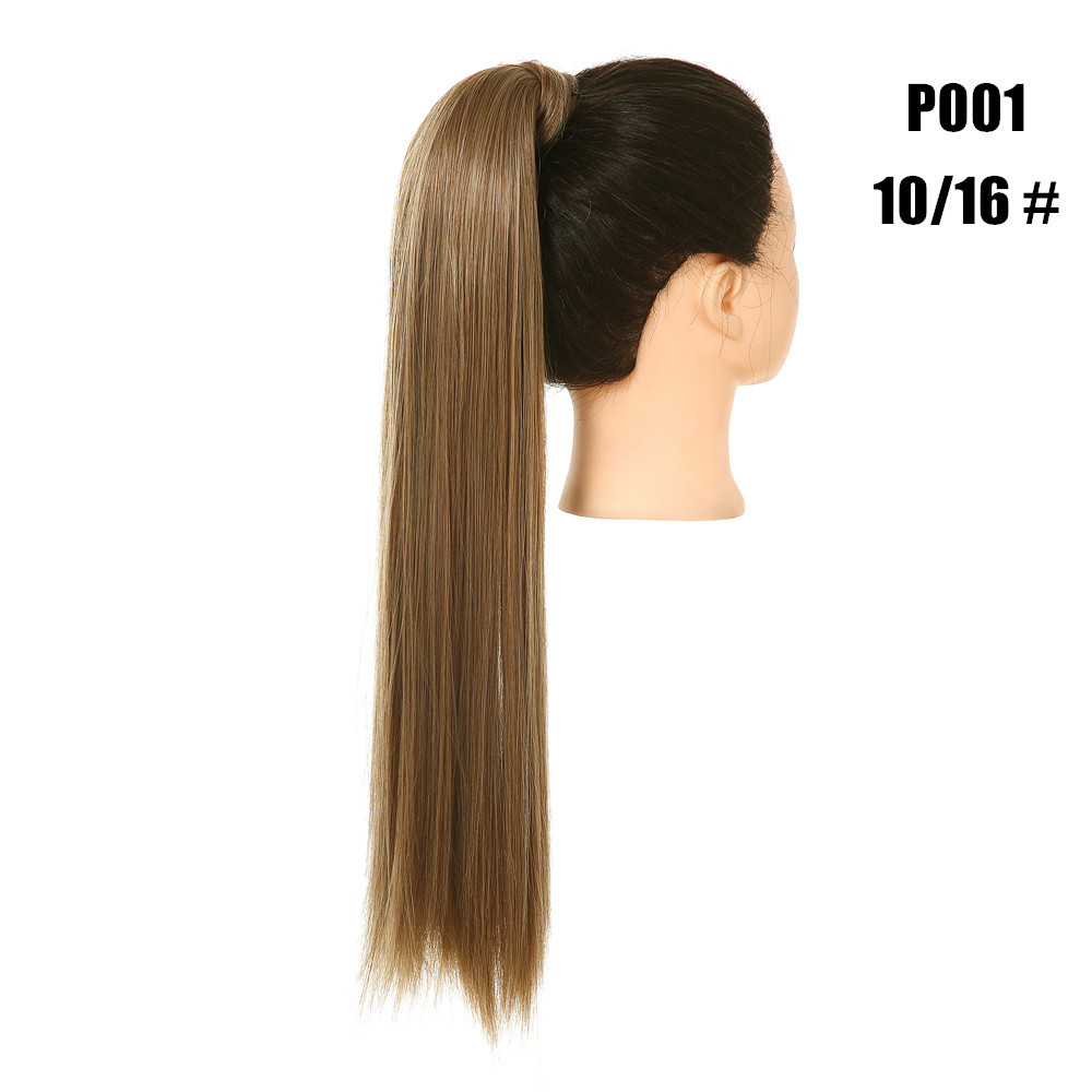 Fabricante comercio exterior peluca europea y americana cola de caballo larga mujer pelo largo liso fibra química seda mate natural enrollado cola de caballo