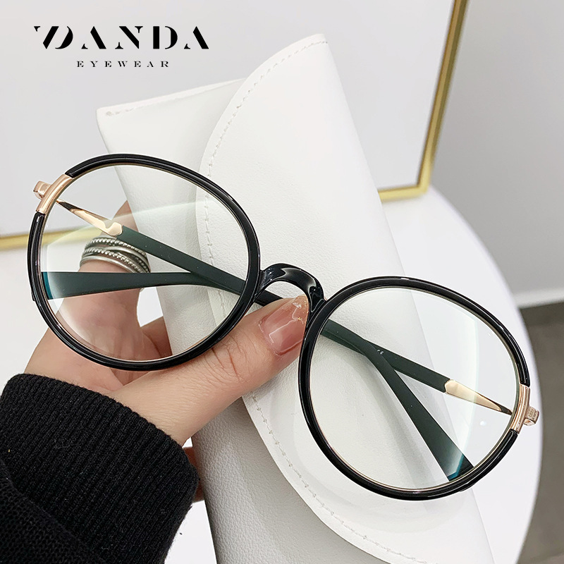 TJ881 marco redondo retro anti-azul gafas de luz de moda de las mujeres gafas lisas de alta calidad Internet celebridad mismo marco de gafas de miopía