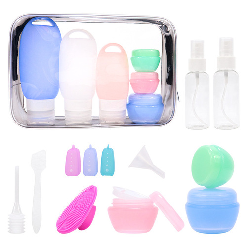 Cross-border hook silicone refill bottle sunscreen lotion travel refill bottle set cosmetic packaging customization