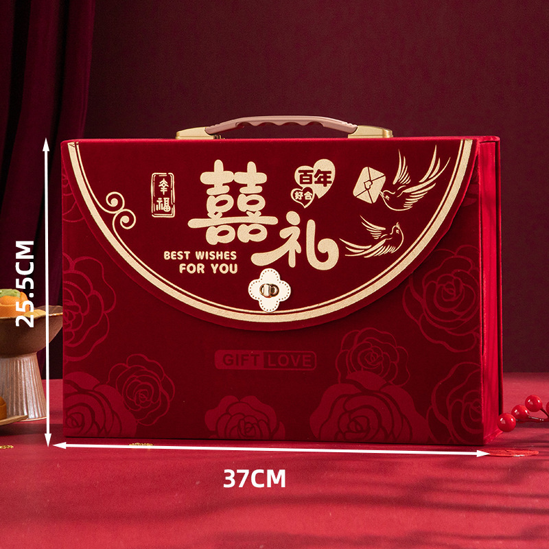 订婚彩礼钱盒子订亲提亲聘礼装彩礼的箱子盒子结婚用品烫金礼金箱|undefined