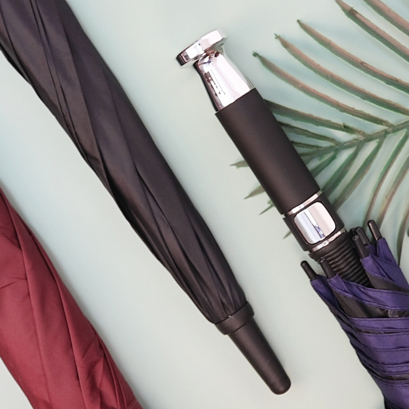 Paraguas de golf de fibra completa con revestimiento negro, paraguas de coche para hombres de negocios, paraguas VIP de alta gama, mango largo, venta al por mayor, parasol de moda.