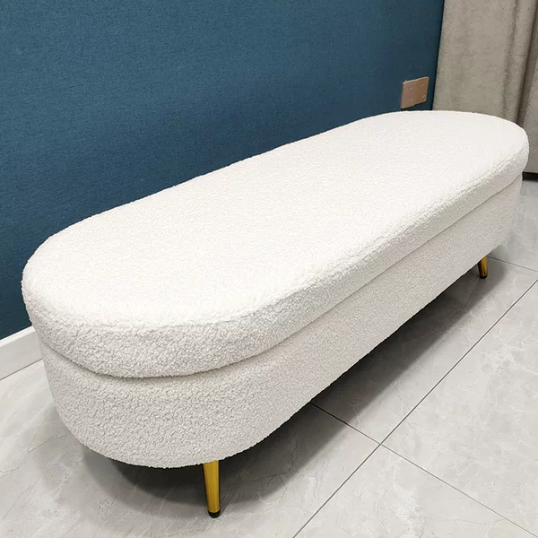 Cream Style Light Luxury Lamb Fleece Storage Shoe Changing Stool Home Long Clothing Shop Fitting Room Bedroom Bed End Stool