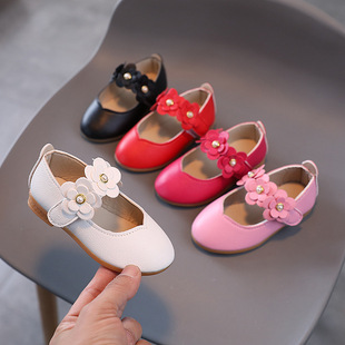 Girls' Flower Princess Leather Shoes New Candy Color Spring and Autumn Soft Leather Student Dance Shoes Performance Shoes