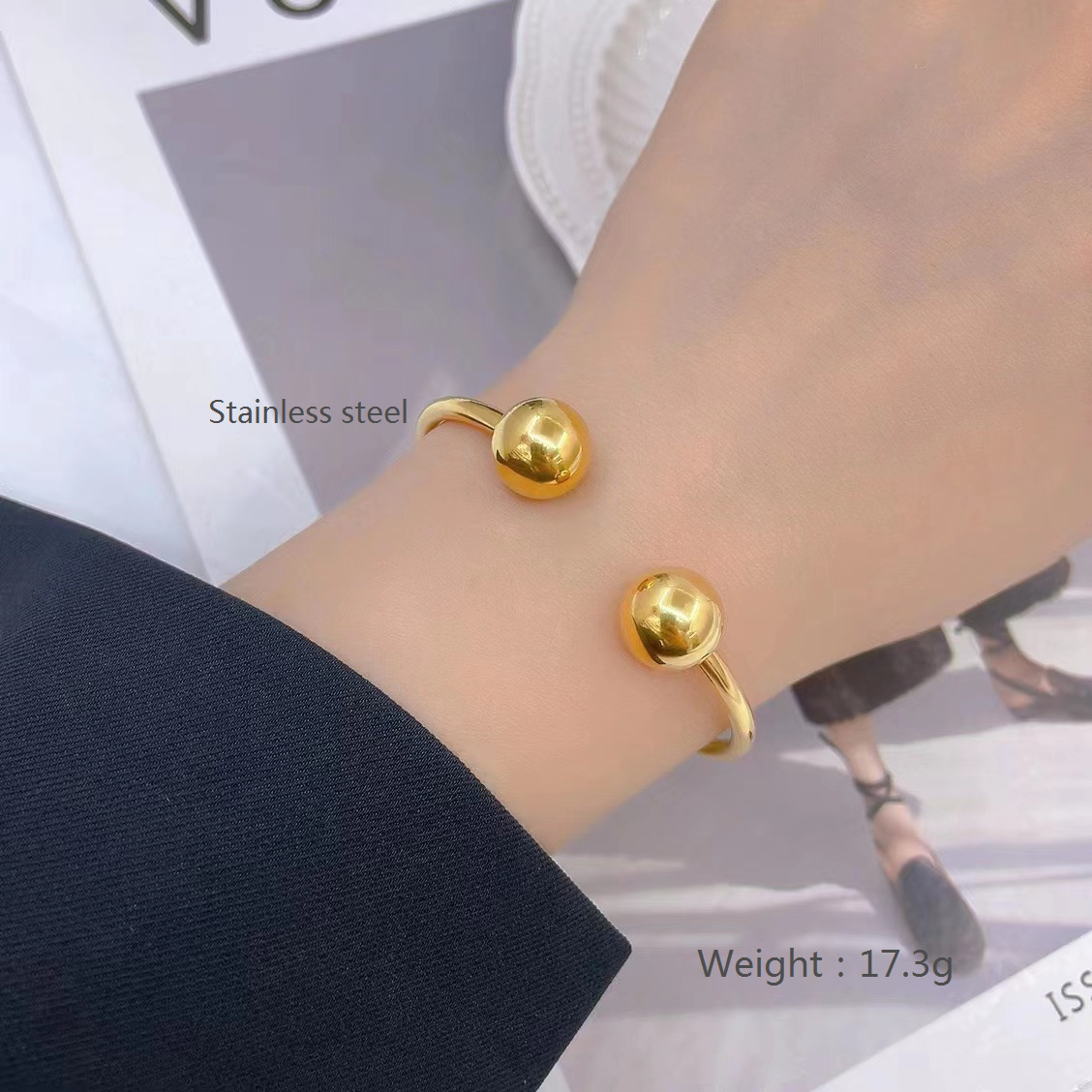 En stock fábrica directa Transfronteriza Popular electrochapado 18K pulsera de acero de titanio femenina personalidad no se desvanece moda nicho moda