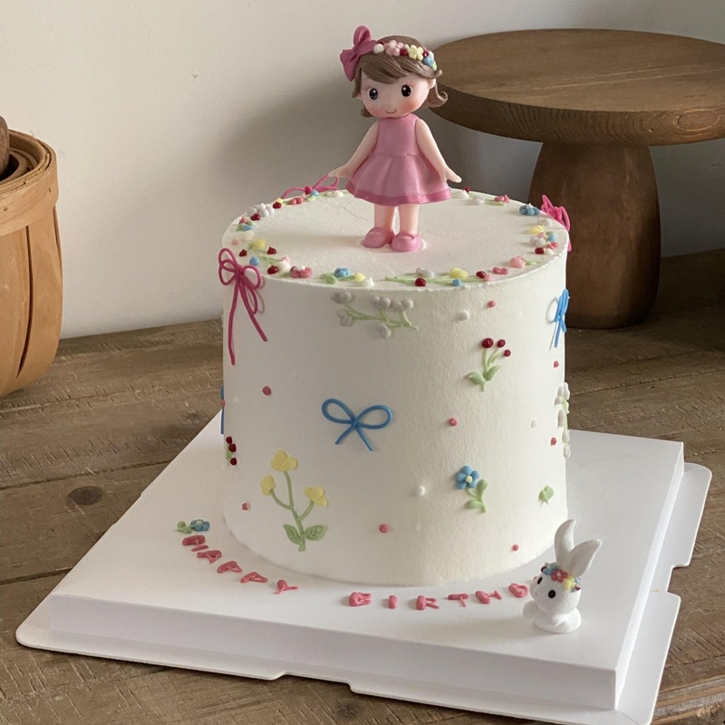网红蝴蝶结女孩蛋糕装饰插件可爱兔子蝴蝶结女孩生日派对烘焙装扮|undefined