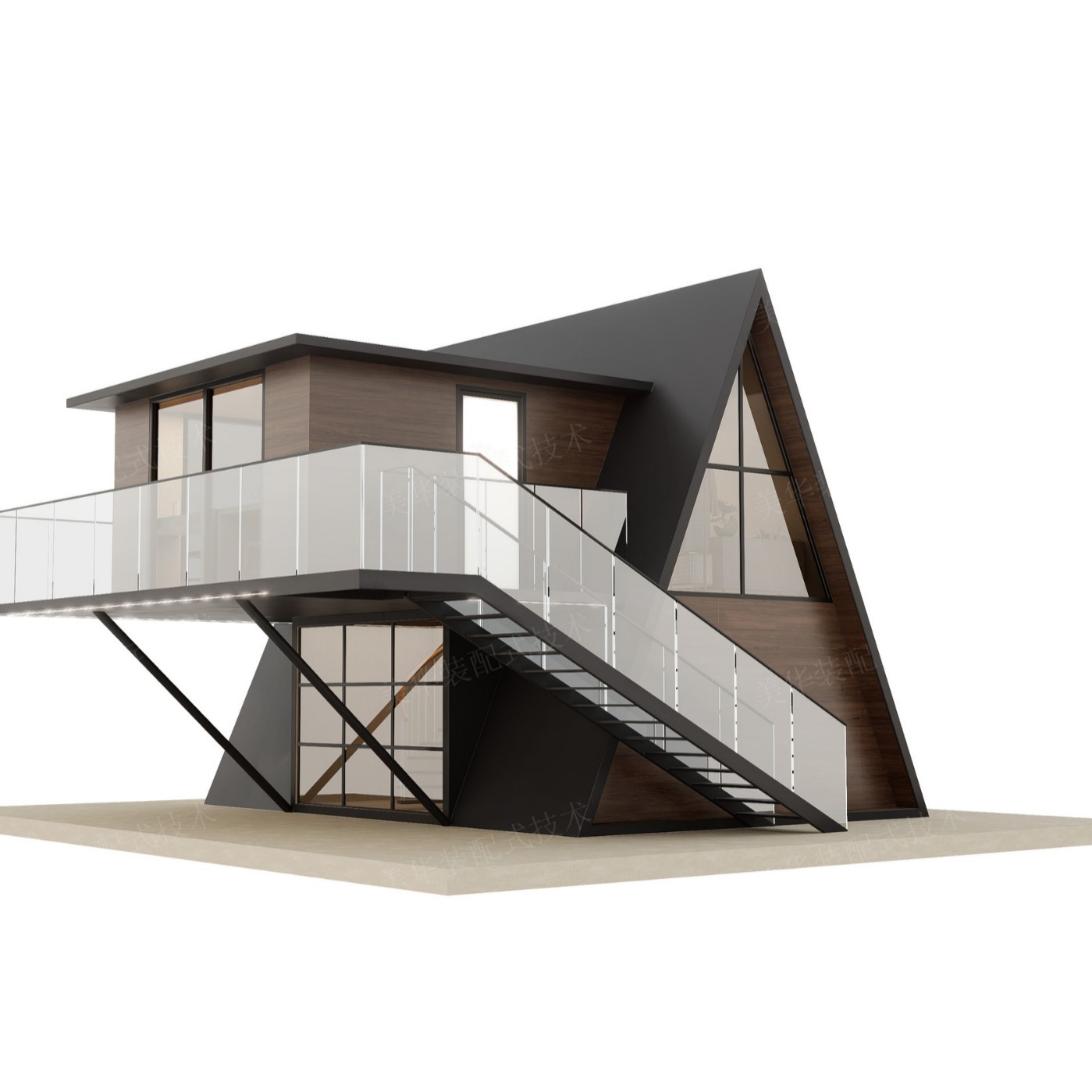 Casa de familia al aire libre, área escénica, campamento, casa de madera triangular, casa del árbol del bosque, ensamblaje móvil, villa de ocio, casa de madera rural