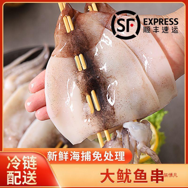 新鲜鱿鱼串铁板鱿鱼串冷冻烧烤鱿鱼串鱿鱼片鱿鱼须鱿鱼头海鲜批发
