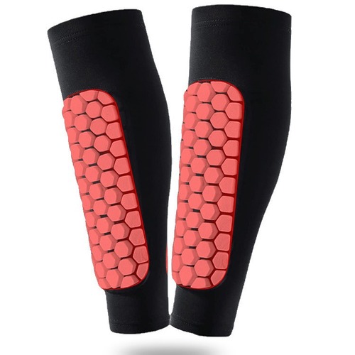 Honeycomb crash protection calf guard Lycra breathable EVA compression leg sleeve for soccer basketball equestrian anti-slip fixed calf socks