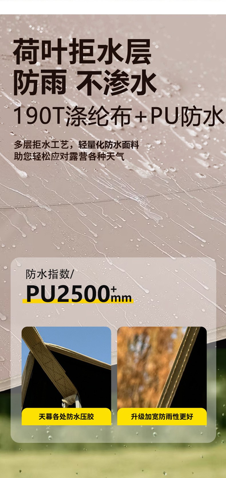 Car Side Canopy Tent for Camping and Travel, Car Side and Rear Sunshade, Rainproof, Outdoor Uv Protection