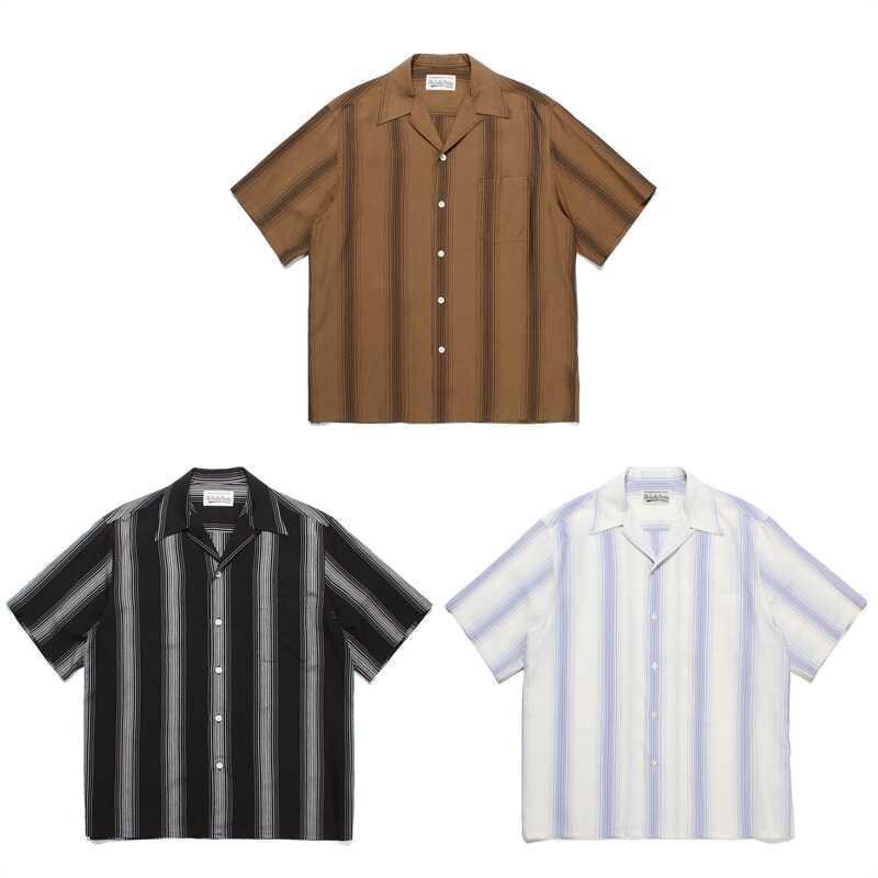 Wacko Maria Summer Striped Full Print Shirt Street Loose Hawaiian Vacation Style Short Sleeve Shirt