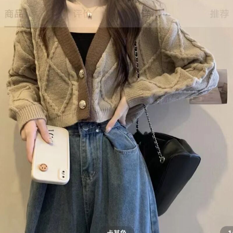2025韩版短款毛衣外套小个子春秋设计感针织新款开衫外搭针织开衫|undefined