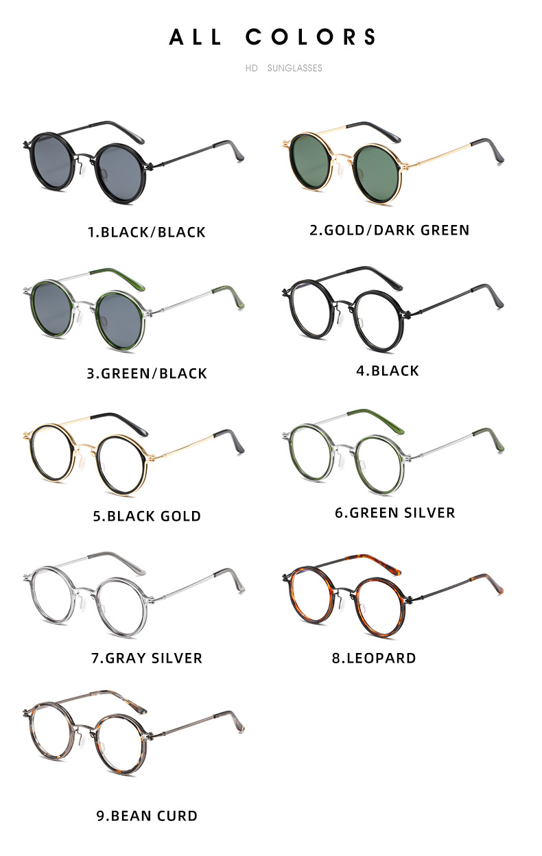 Retro Circular Metal Sunglasses 5