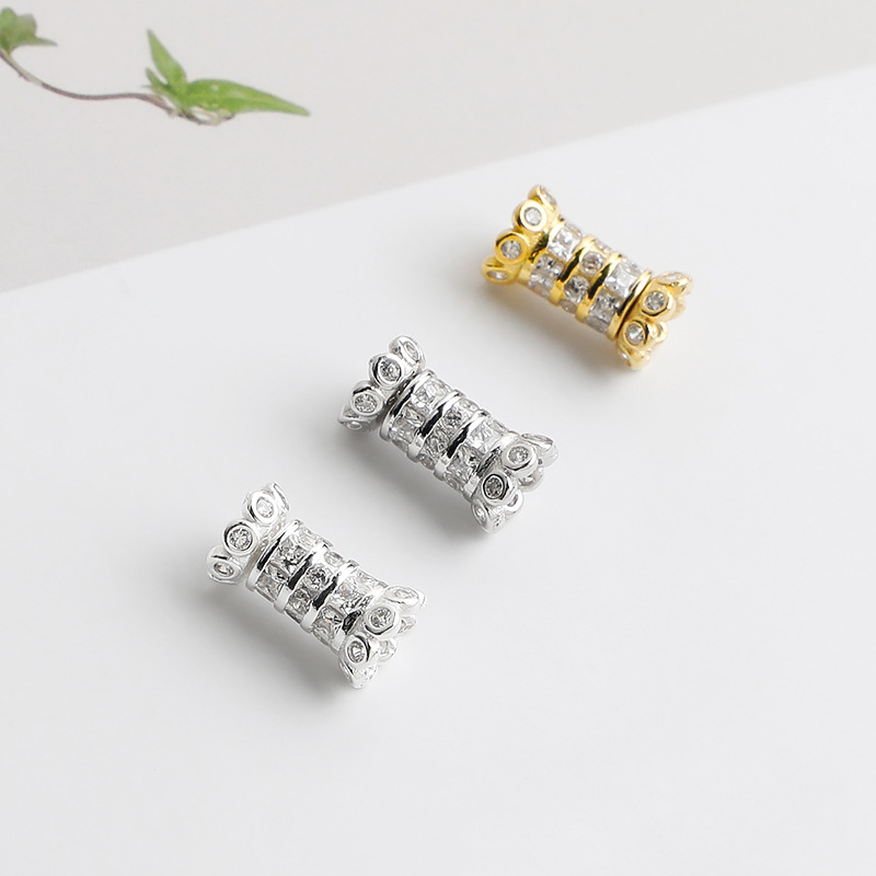 S925純銀精工鑲鑽螺絲扣珍珠扣DIY串珠項鍊扣手鍊連接扣子配件