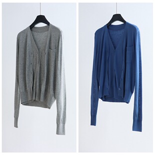 Commuting Elegant, Cool Linen Knitwear Cardigan V Neck Single-Breasted Top Spring and Summer Thin Top Simple Shawl