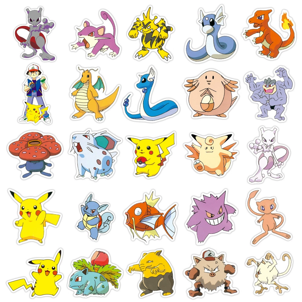 50 наклеек Pokémon для детей, милые домашние животные, граффити Pokémon, Пикачу, компьютерный чемодан
