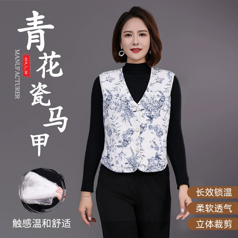 Новый жилет женский короткий высококачественный дикий иностранный стиль ретро китайский стиль без воротника