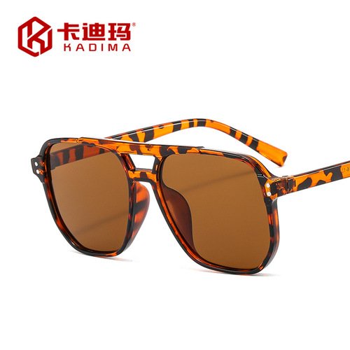  New Double Bridge Aviator Sunglasses Internet Celebrity Same Style Men’s Driving Sunglasses High-end Trendy Sunglasses