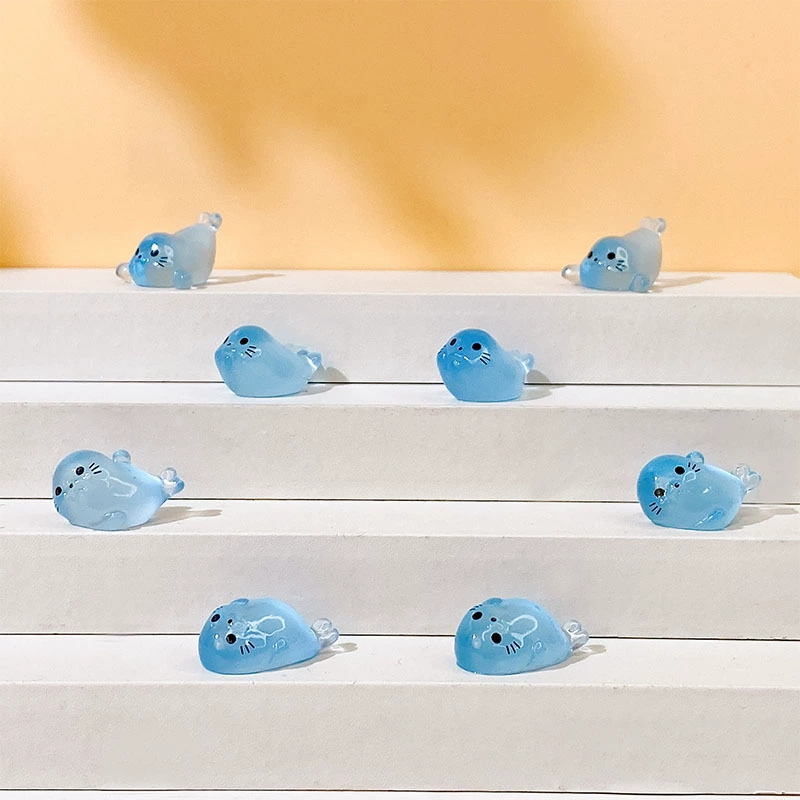 Моделирование миниатюрных светящийся тюлень мини-куклы светящийся морской светящийся зверек DIY креативный кулон декорации