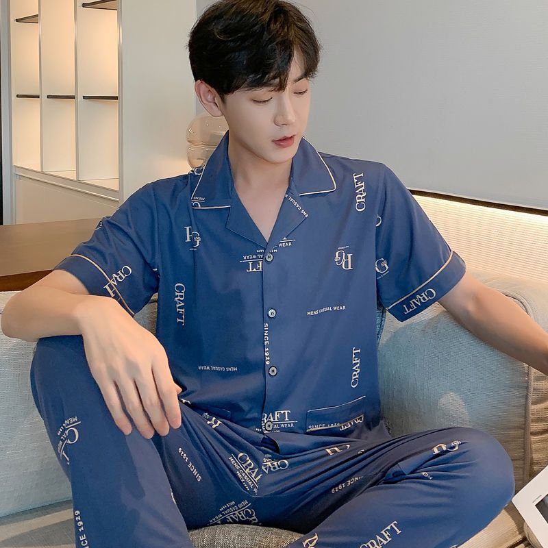 100% pijamas de algodón para hombres de verano de manga larga y corta para hombres delgados jóvenes y de mediana edad más el tamaño de primavera y otoño traje de uso en el hogar