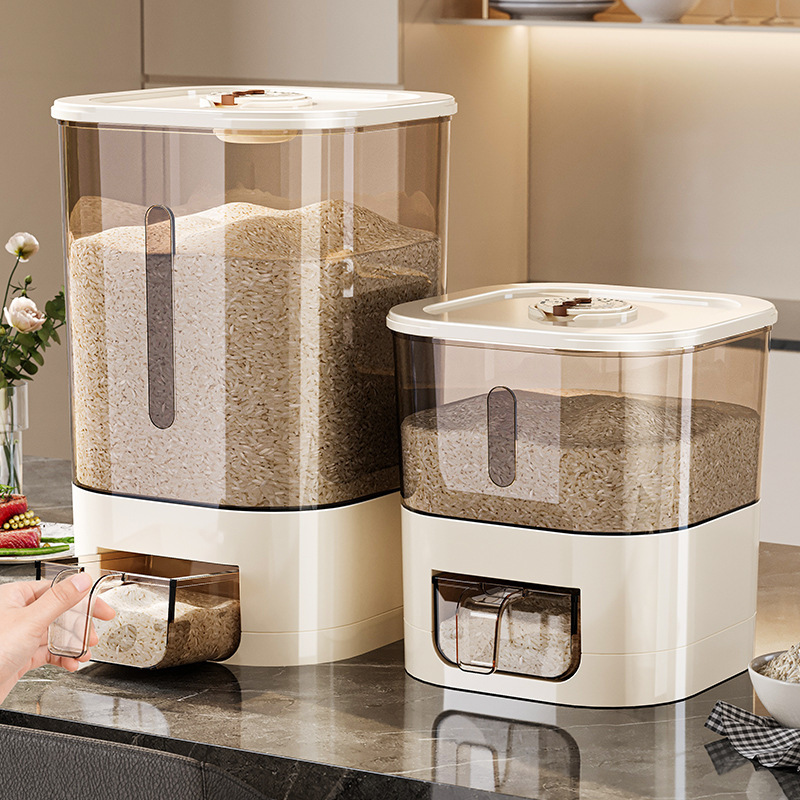 Rice Bucket Household Sealed Insect-proof Moisture-proof Flour Storage Bucket Rice Tank 2024 New Rice Storage Container Rice Box