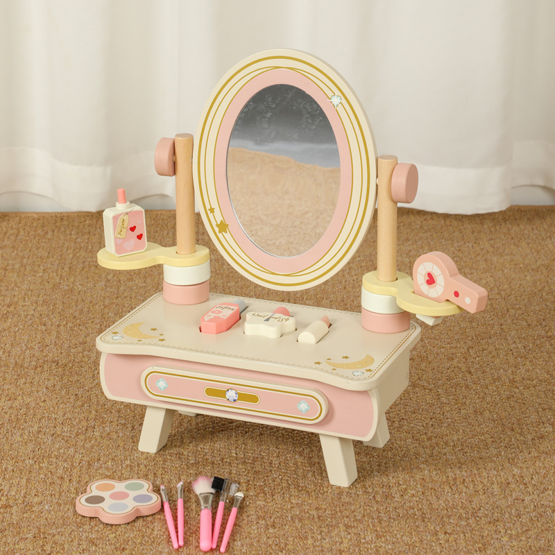 Nueva Rosa conejito escritorio tocador de madera los niños Orange rol casa maquillaje Juguetes