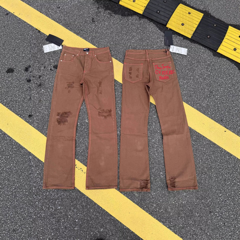 Erd Melancholy Rich Kid Blue Mud-Dyed Patch Wide-Leg Baggy Jeans Cross-Border Version Exclusively for American Style