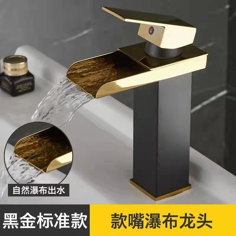 Fábrica directa de cobre baño cascada grifo lavabo grifo europeo boca ancha grifo caliente y frío