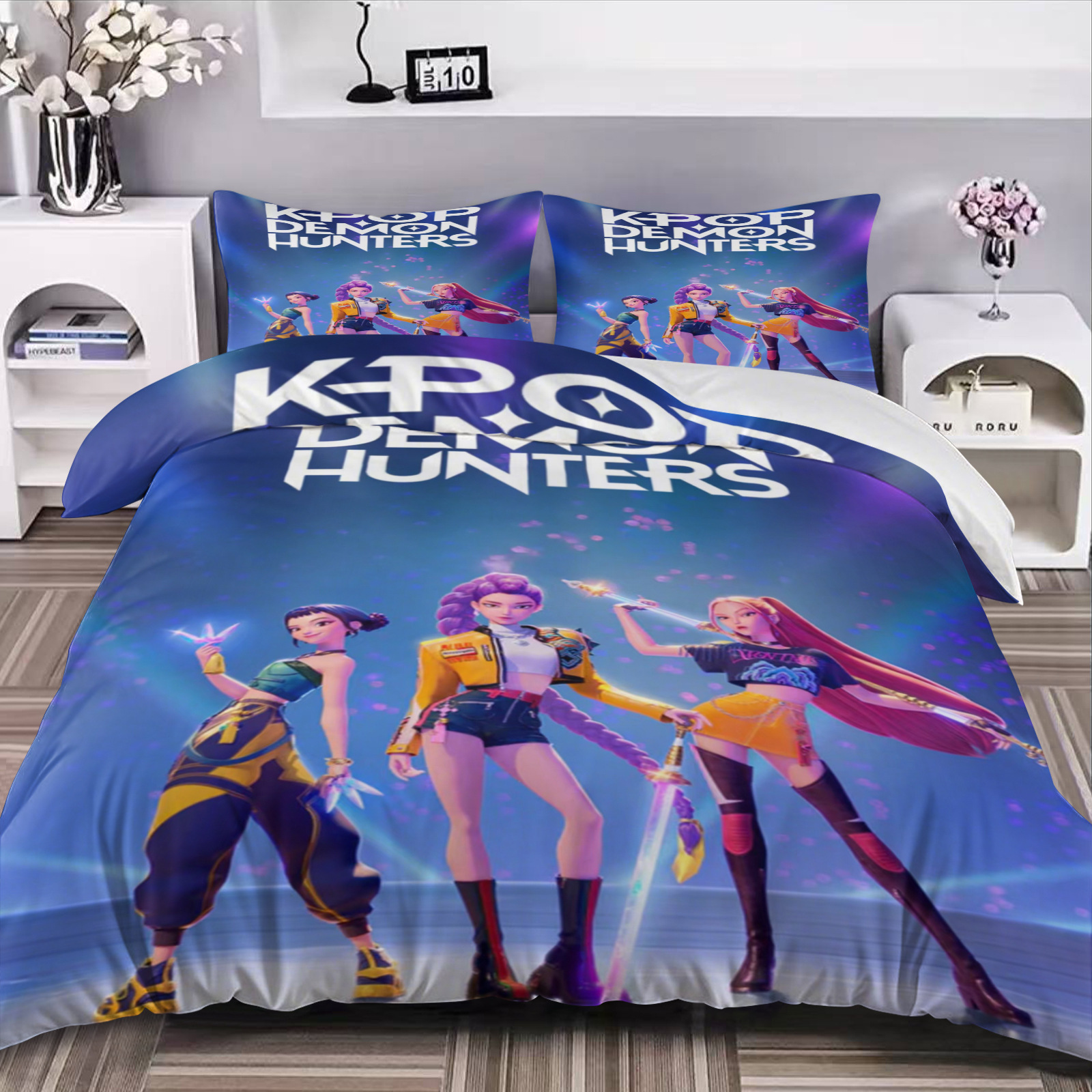 Caza de brujas K-POP tres piezas Amazon AliExpress edredón impresión digital 3D transfronteriza Nantong puente de piedra