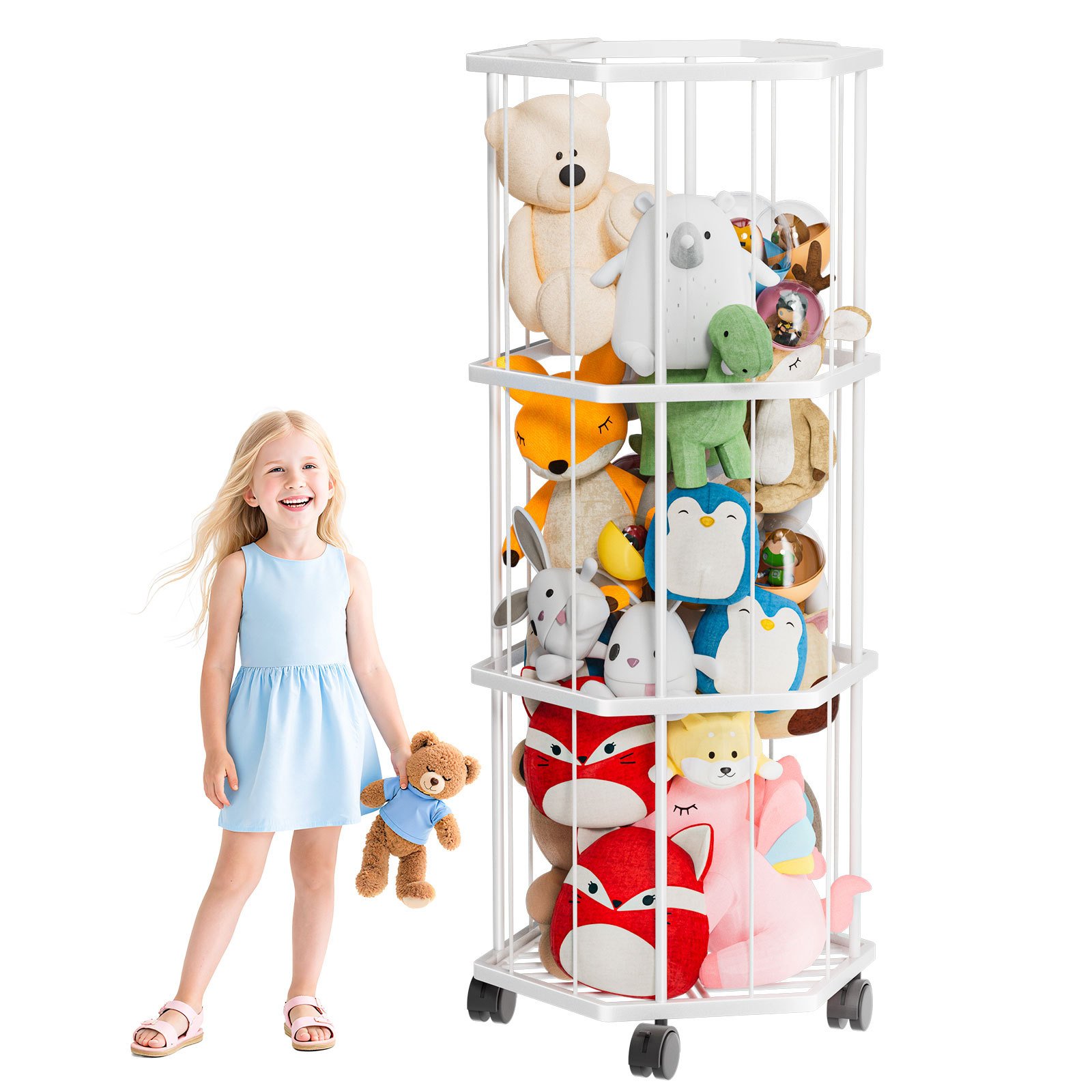 muñeca de gran diámetro barril de almacenamiento juguete de peluche casero marco de acabado transparente muñeca móvil almacenar artefacto mágico