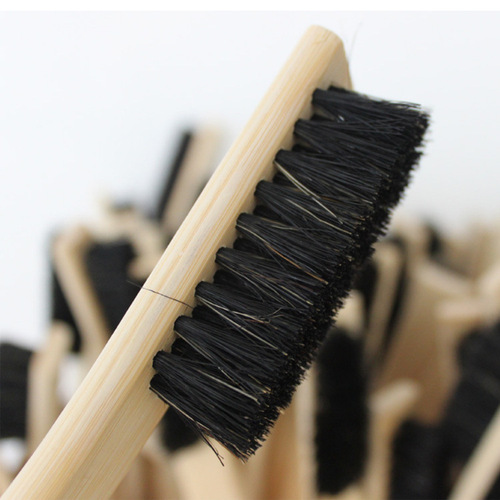 Automotive Engine Cleaning Brush with Bent Head Long Bamboo Handle Horsehair Wheel Rim Cleaning Tool