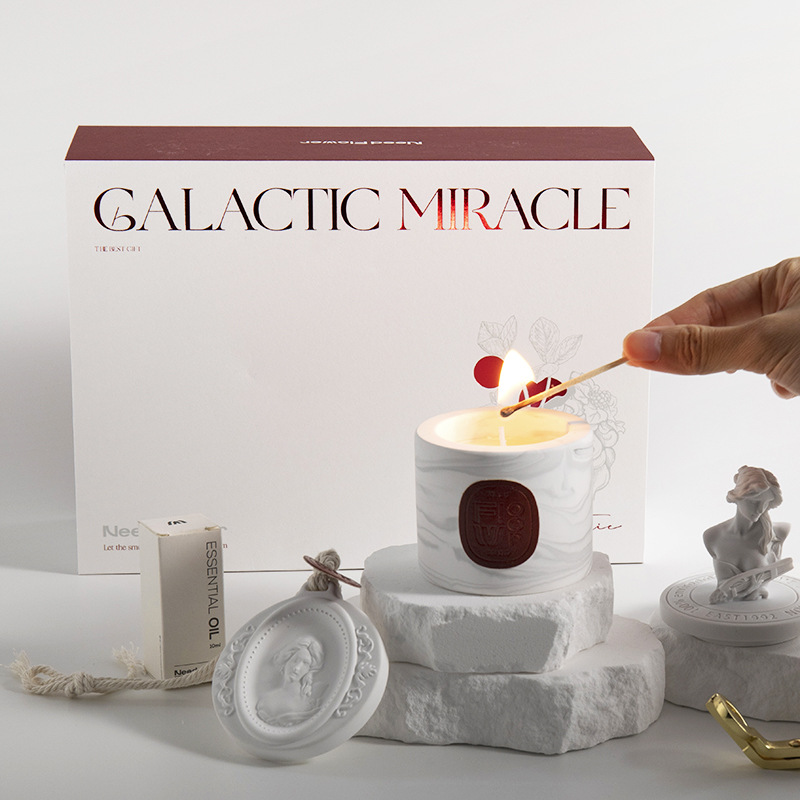 蠟燭雕塑擺件神像石膏大豆蠟香氛精油大衛無火香薰結婚伴手禮盒