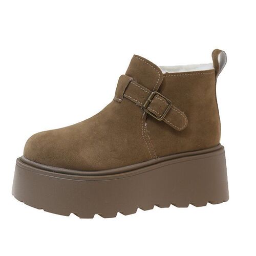 Thick-soled height increasing 7 cm warm and thick cotton shoes 2025 winter new Korean style small figure women's snow boots