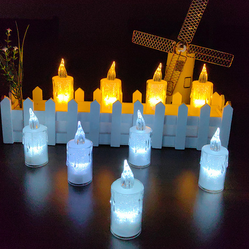 Ins-style LED electronic candle with tear tea wax simulation, realistic candle, birthday candle, foreign trade cross-border plastic candle