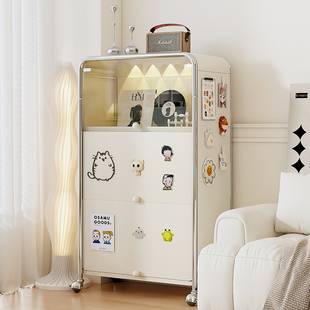 Living Room Storage Cabinet, Wall-Mounted Decorative Cabinet, Floor-Standing Metal Cabinet, Balcony Storage Cabinet, Multi-Layer Cupboard, Snack Storage Rack