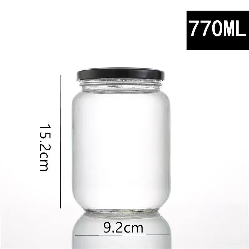 Botella de vidrio al por mayor botella vacía de grado alimenticio hervir botella de conservación de miel mermelada botella de hongos shiitake