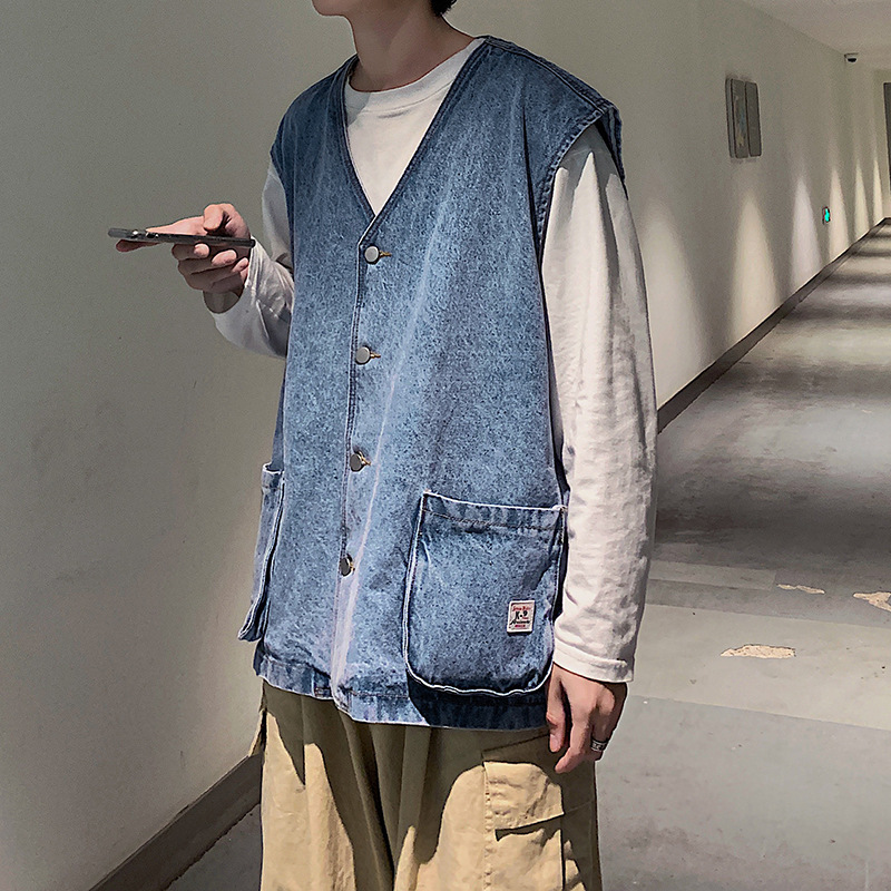 Spring retro denim vest
