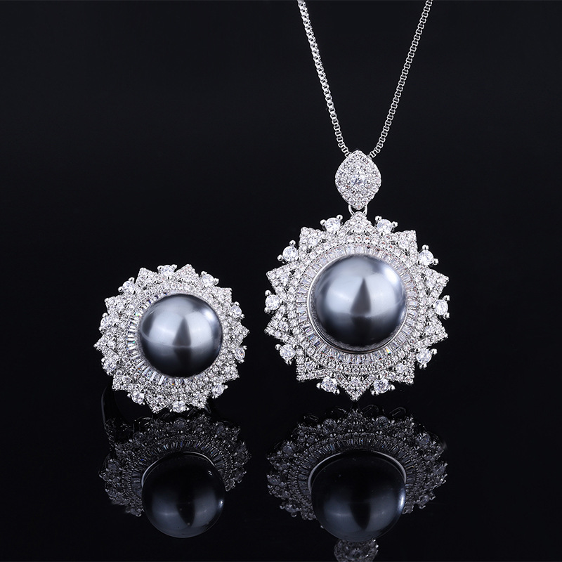Zhuang Sheng joyas con incrustaciones gris rebordear moda coreana hecha a mano diamante redondo de lujo traje 16 mm124mm