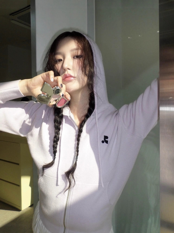 韩国小众潮牌restandrecreation针织衫连帽拉链开衫RR短款外套女|undefined