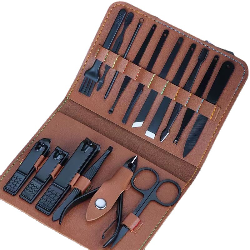 Set de Manicura y Pedicura Profesional de Acero Inoxidable, 18 Piezas con Estuche