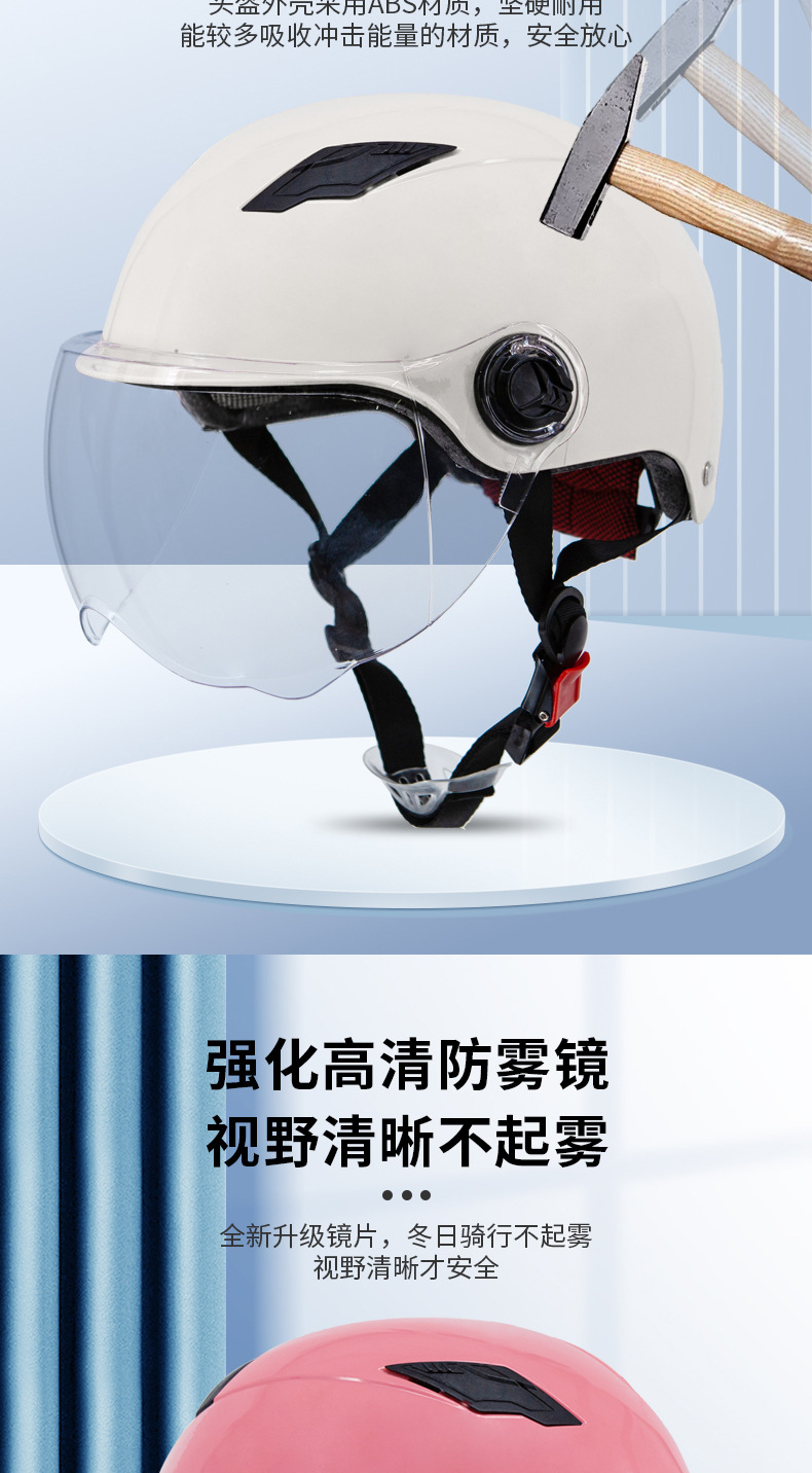 3C Certified Electric Vehicle Helmet for Men and Women, Summer Riding Half-Helmet, Motorcycle Safety Helmet, Breathable