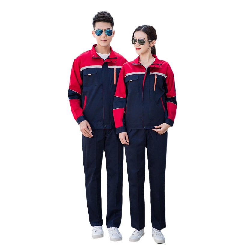 Conjunto de ropa de trabajo reflectante de manga larga de primavera y otoño, ropa de seguro laboral personalizada, ropa de fábrica, ropa de ingeniería, ropa de reparación mecánica, ropa de trabajo personalizada