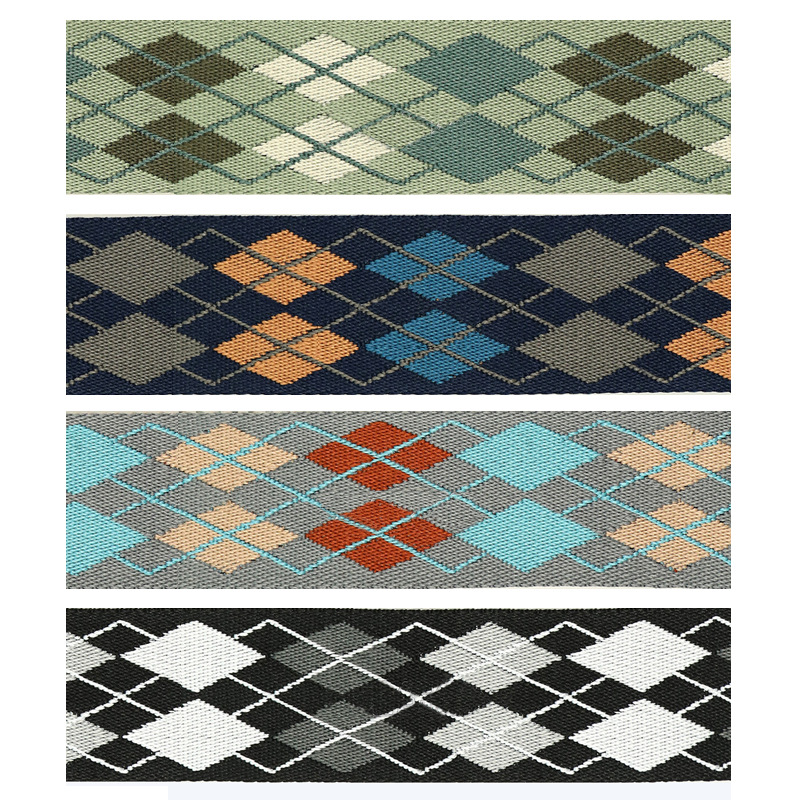 复古英伦风菱格 加厚提花织带5cm背带包肩带 手工DIY皮革制作