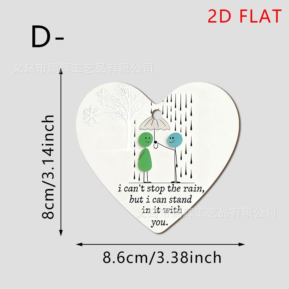Colgante transfronterizo venta caliente en forma de corazón decoración de amistad decoración plana 2D sub