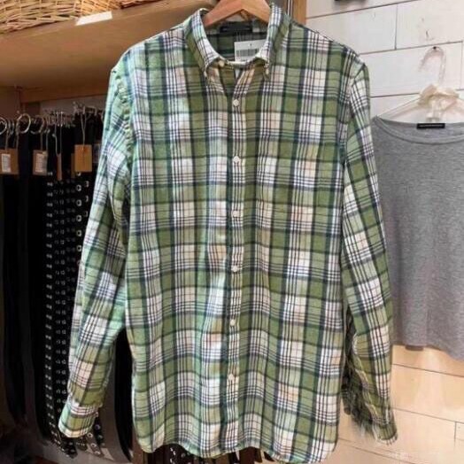 BM style brady autumn new vintage short sleeve loose plaid shirt women's warm long sleeve shirt coat