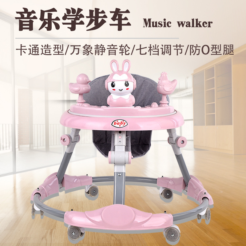 Infant folding walker anti-rollover baby walker 6-18 months not 0 leg learning walker mute