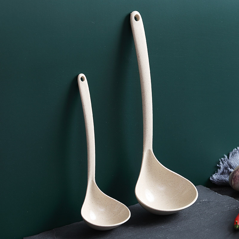 Korean long-handled soup spoon, wheat straw household soup porridge spoon, kitchen high temperature resistant and anti-scalding large bibimbap spoon