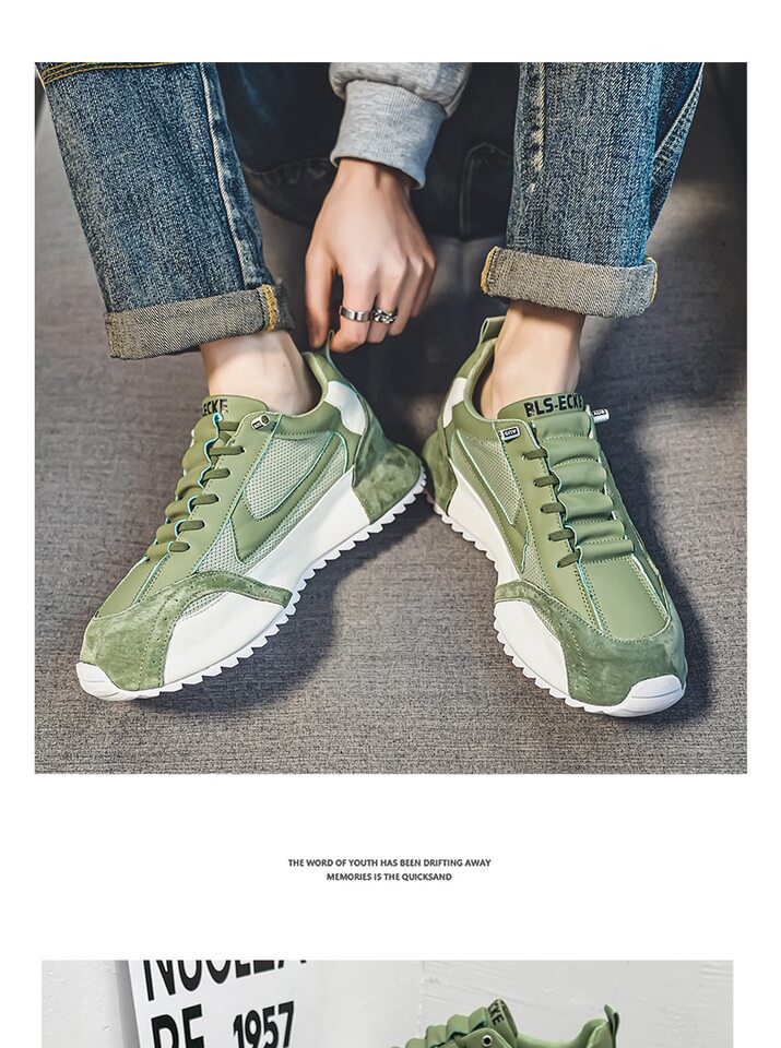 Giày thể thao nam sneaker thoáng khí đế cao su gót thấp tăng chiều cao — C681 màu trắng, C681 màu xanh lá, C681 màu đen chi tiết 5