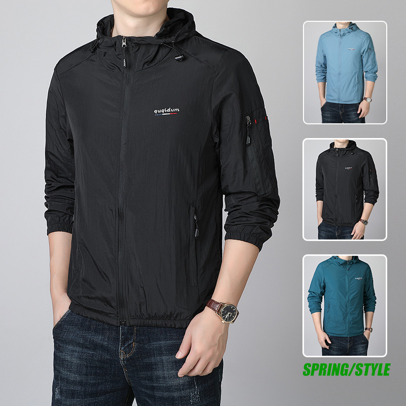 2024 moda nueva chaqueta de protección solar para hombres abrigo delgado de verano deportivo al aire libre transpirable anti-UV ropa de piel
