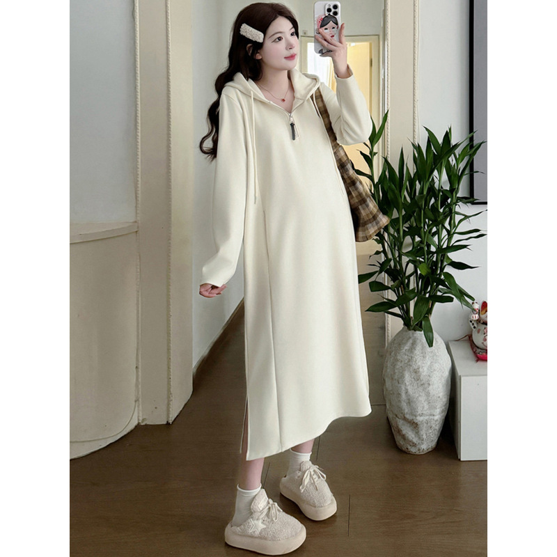 E-61309 # New autumn dress, loose fit, plus size, fleece-lined, thickened, hooded sweatshirt dress, spring and autumn maternity dress E-61309 # New autumn dress, loose fit, plus size, fleece-lined, thickened, hooded sweatshirt dress, spring and autumn maternity dress