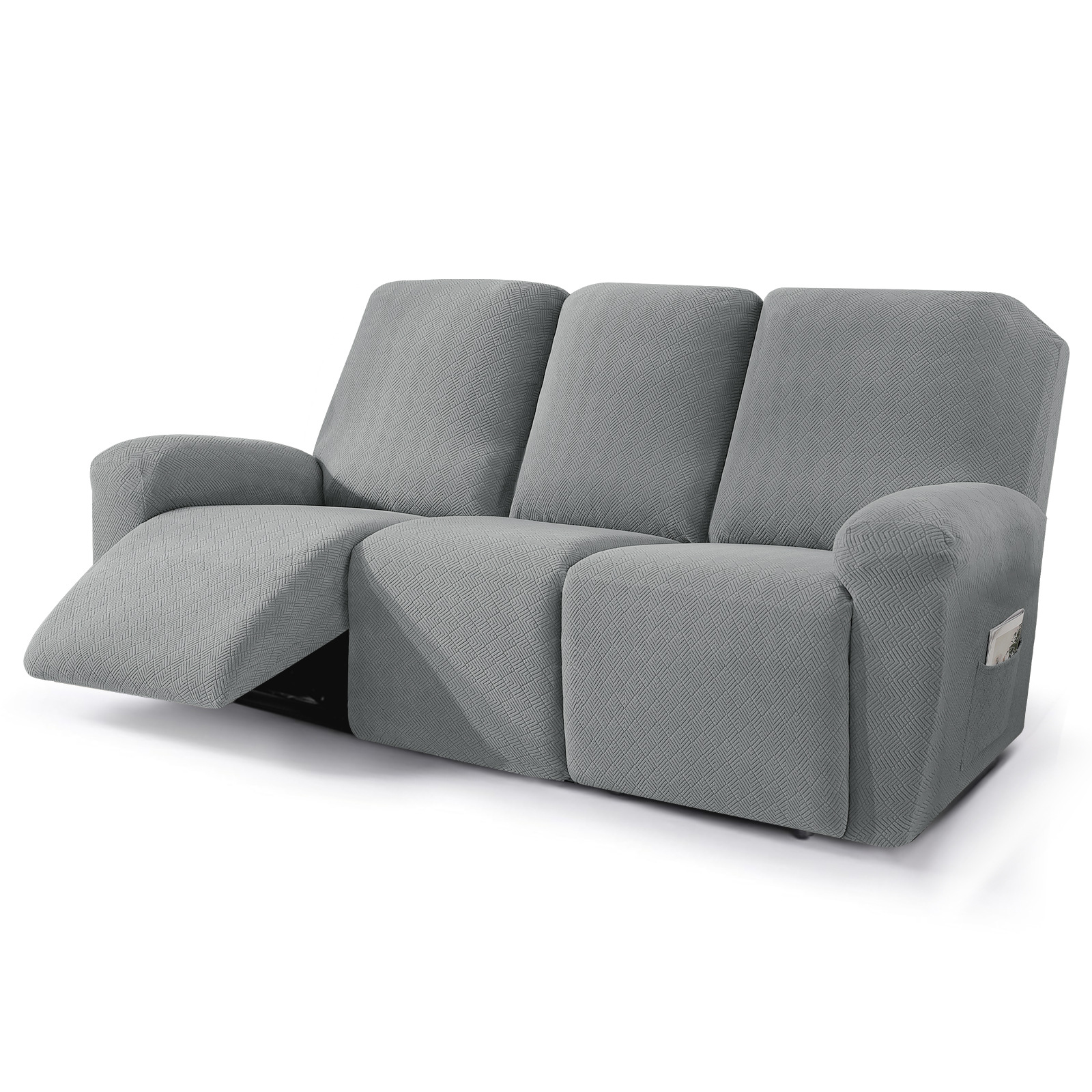 Nueva cubierta de sillón reclinable Jacquard diamante cubierta de sillón reclinable elástica cubierta de sofá de cuatro estaciones con bolsillo cubierta de sillón de masaje de color sólido